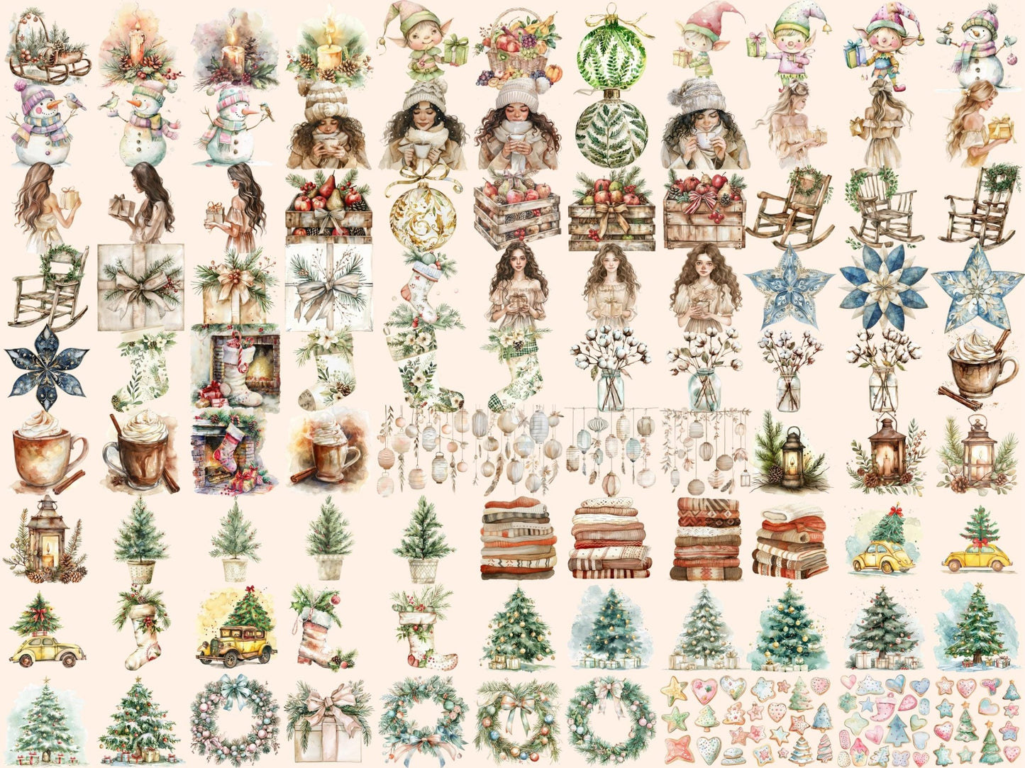 Warm Christmas Watercolor Clipart - High - Quality Instant Digital Download for Creative Projects