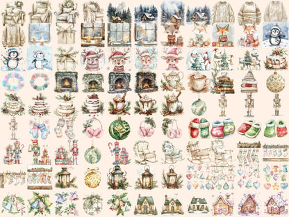 Warm Christmas Watercolor Clipart Comfy Christmas Art - Wonders Artist