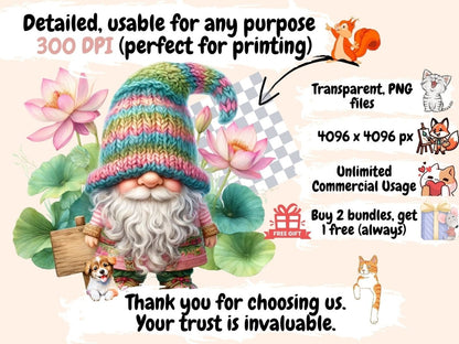 Water Lily Gnomes Clipart Cute gnome art - Wonders Artist