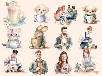 Watercolor Coffee 39 Clipart barista clipart - Wonders Artist