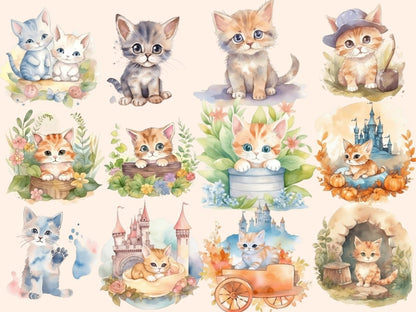 Watercolor Kittens Clipart animals clipart - Wonders Artist