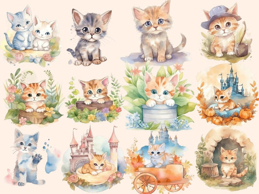 Watercolor Kittens Clipart