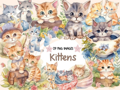 Watercolor Kittens Clipart animals clipart - Wonders Artist