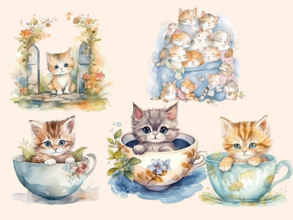 Watercolor Kittens Clipart animals clipart - Wonders Artist