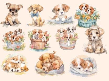 Watercolor Puppies Clipart animals clipart - Wonders Artist