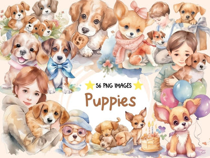 Watercolor Puppies Clipart animals clipart - Wonders Artist