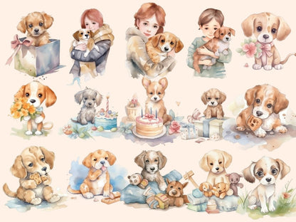 Watercolor Puppies Clipart animals clipart - Wonders Artist