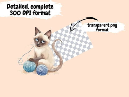 Watercolor Siamese Cats Clipart cat clipart - Wonders Artist