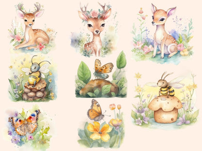 Watercolor Spring Animals Clipart adorable clipart - Wonders Artist