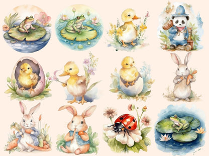 Watercolor Spring Animals Clipart adorable clipart - Wonders Artist