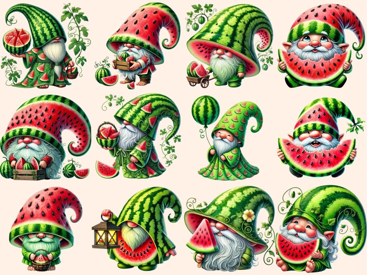 Watermelon Gnomes Clipart cute gnome art - Wonders Artist