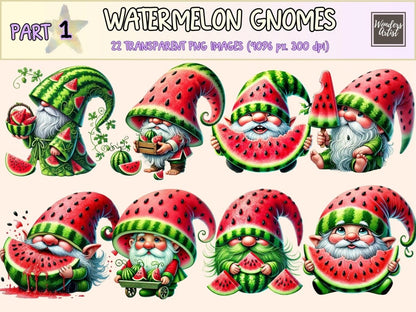 Watermelon Gnomes Clipart cute gnome art - Wonders Artist