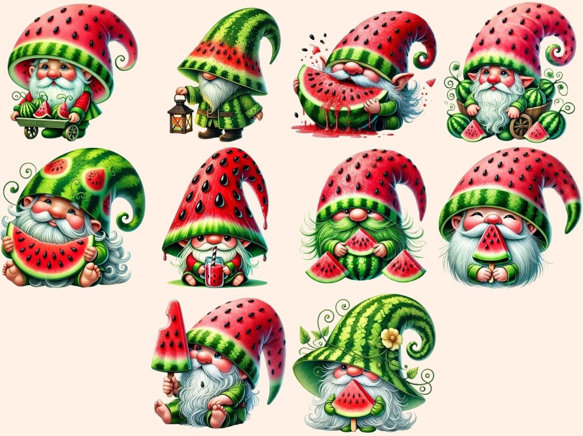 Watermelon Gnomes Clipart cute gnome art - Wonders Artist