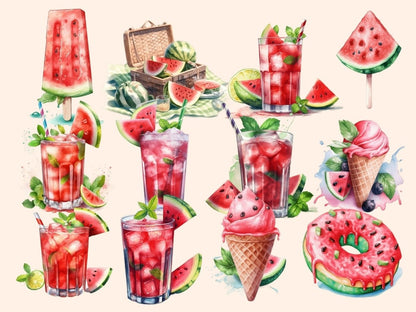 Watermelon Watercolor Clipart beach clipart - Wonders Artist