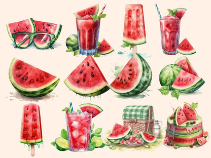 Watermelon Watercolor Clipart beach clipart - Wonders Artist