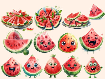 Watermelon Watercolor Clipart beach clipart - Wonders Artist