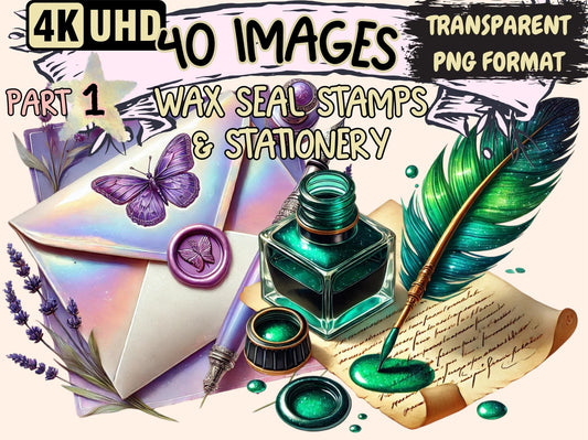 Wax Seal Stamps & Stationery Clipart - High - Quality Instant Digital Download for Creative Projects