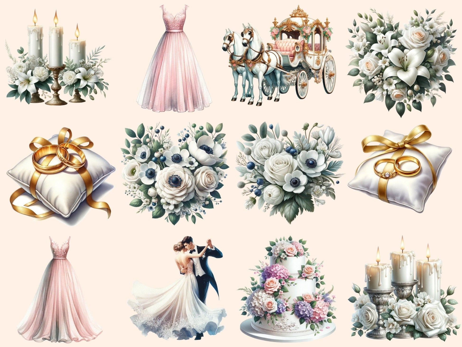 Wedding Clipart - High - Quality Instant Digital Download for Creative Projects