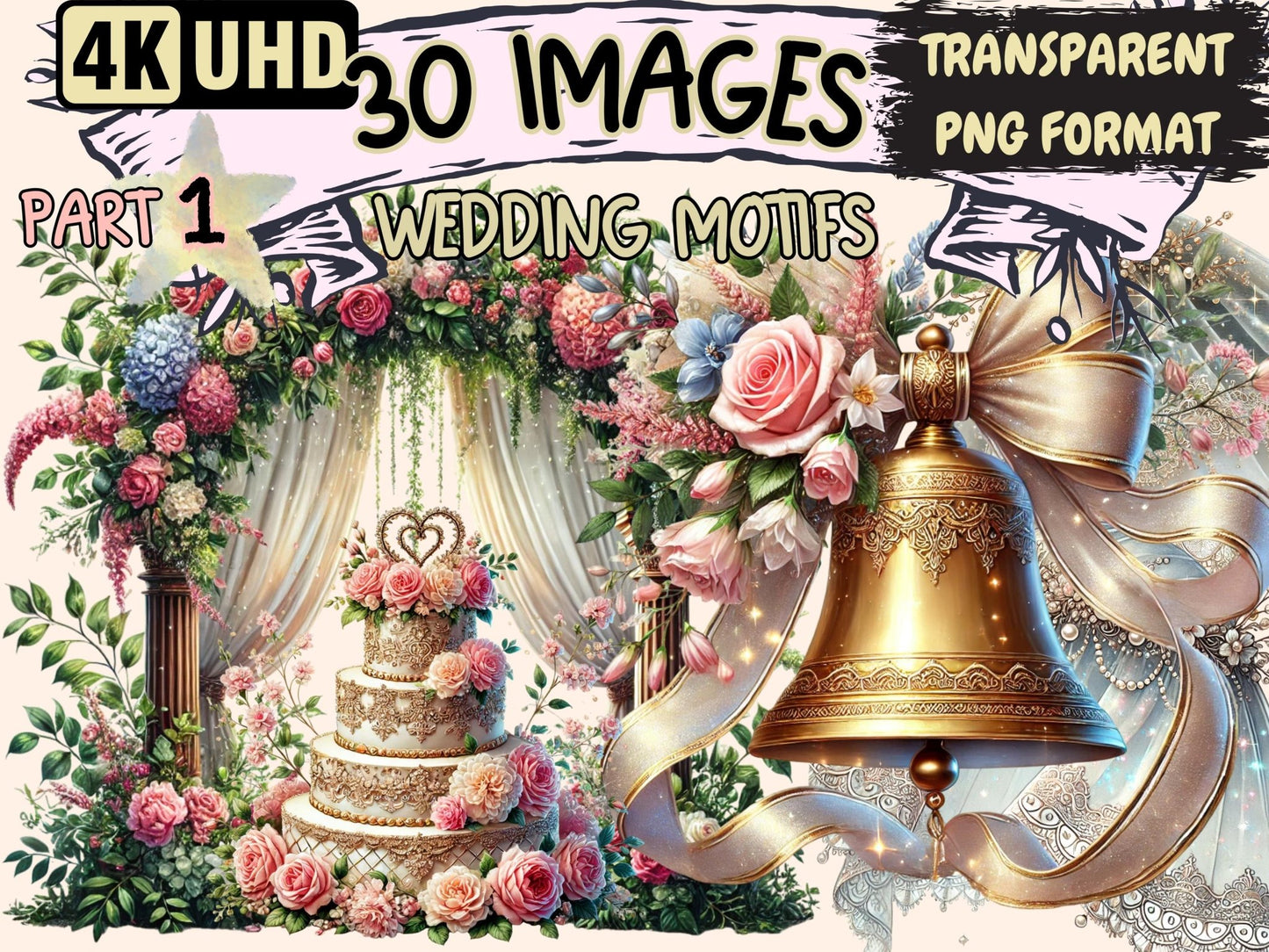 Wedding Motifs Clipart - High - Quality Instant Digital Download for Creative Projects