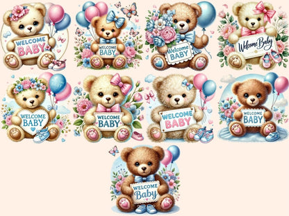 Welcome Baby Teddies Clipart Adorable Bear Art - Wonders Artist
