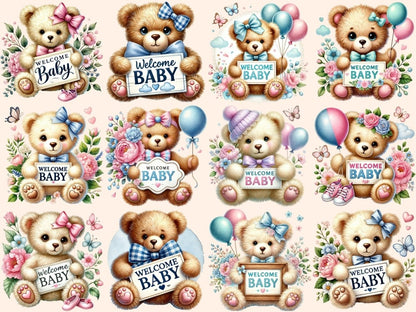Welcome Baby Teddies Clipart Adorable Bear Art - Wonders Artist