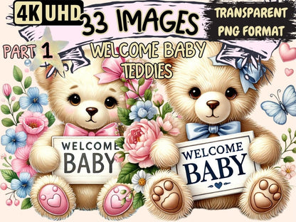 Welcome Baby Teddies Clipart Adorable Bear Art - Wonders Artist