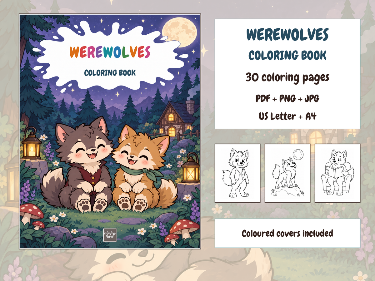 Werewolves Coloring Book — bundle preview