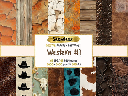 Western #1 Seamless Digital Paper Bandana Seamless - Wonders Artist