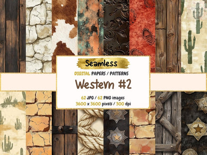 Western #2 Seamless Digital Paper Bandana Seamless - Wonders Artist