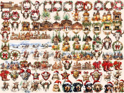 Western Christmas Watercolor Clipart christmas clipart - Wonders Artist