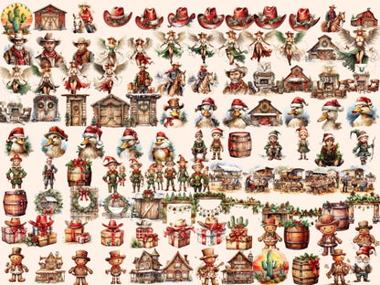 Western Christmas Watercolor Clipart christmas clipart - Wonders Artist