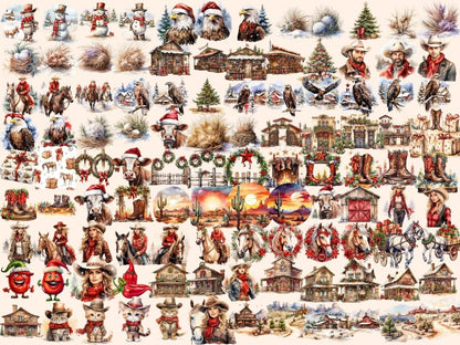 Western Christmas Watercolor Clipart christmas clipart - Wonders Artist