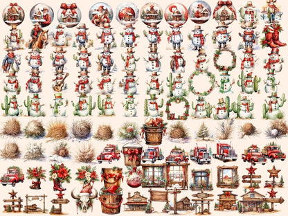 Western Christmas Watercolor Clipart christmas clipart - Wonders Artist