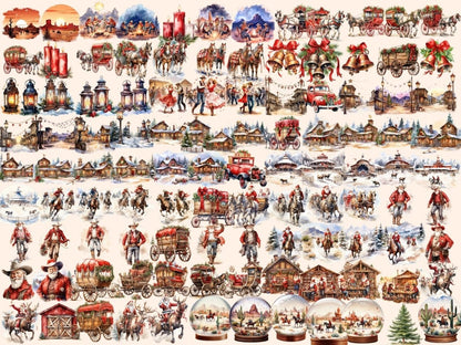 Western Christmas Watercolor Clipart christmas clipart - Wonders Artist