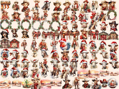 Western Christmas Watercolor Clipart christmas clipart - Wonders Artist