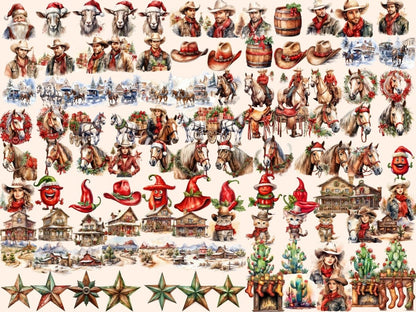 Western Christmas Watercolor Clipart christmas clipart - Wonders Artist