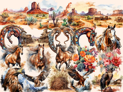 Western Watercolor Clipart american west png - Wonders Artist