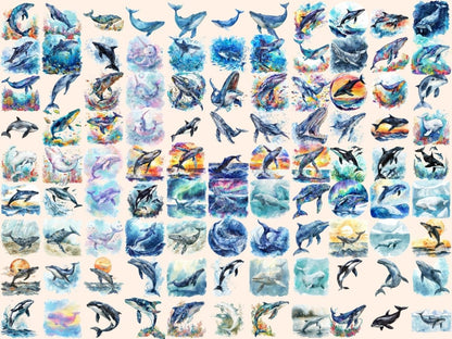 Whales Watercolor Clipart Baby Whale Art - Wonders Artist