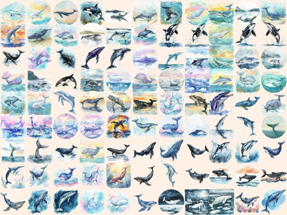 Whales Watercolor Clipart Baby Whale Art - Wonders Artist