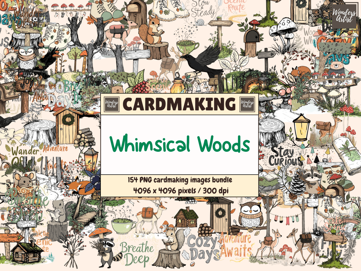 Whimsical Woods Cardmaking Clipart All Bundles Cardmaking Clipart - WondersArtist