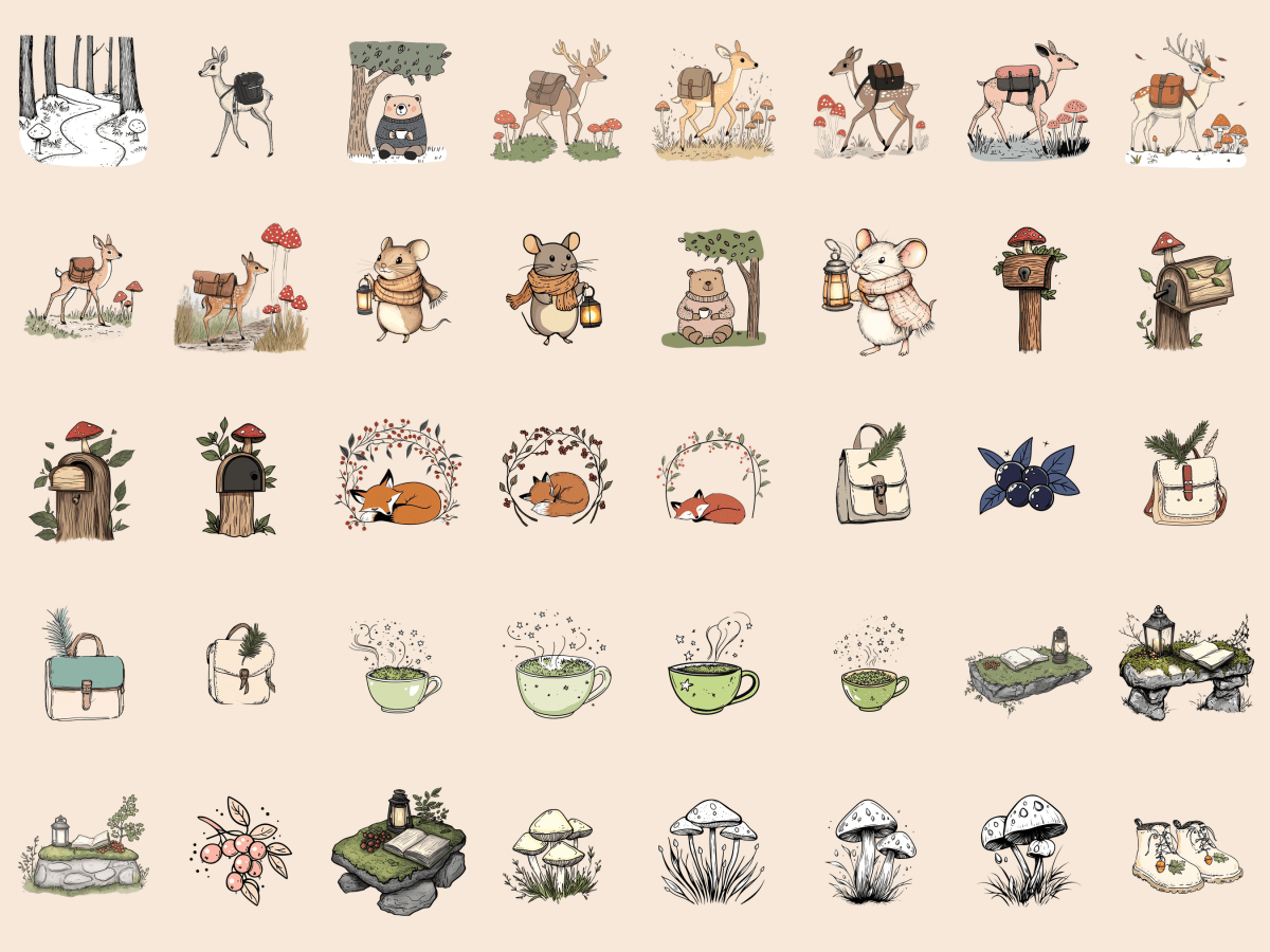 Whimsical Woods Cardmaking Clipart All Bundles Cardmaking Clipart - WondersArtist