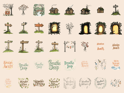 Whimsical Woods Cardmaking Clipart All Bundles Cardmaking Clipart - WondersArtist