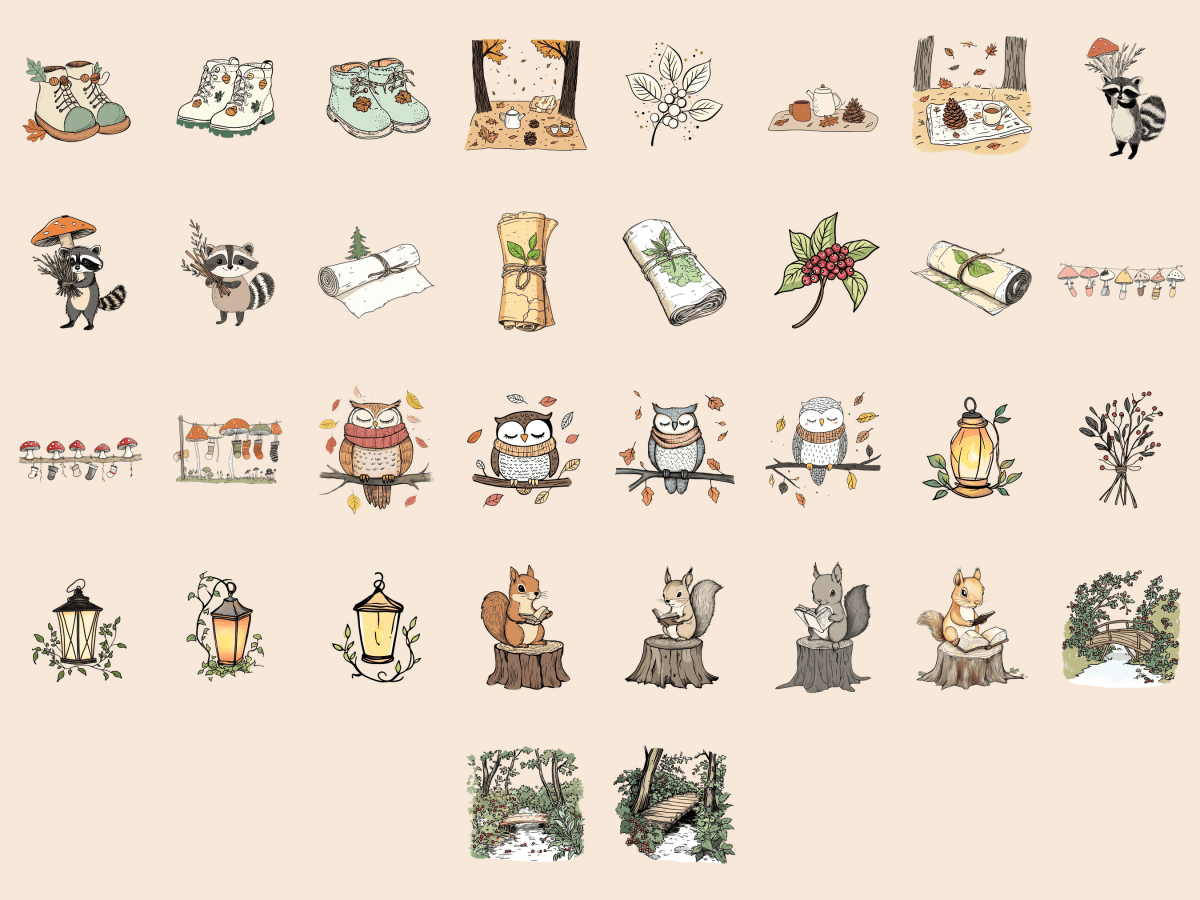 Whimsical Woods Cardmaking Clipart All Bundles Cardmaking Clipart - WondersArtist