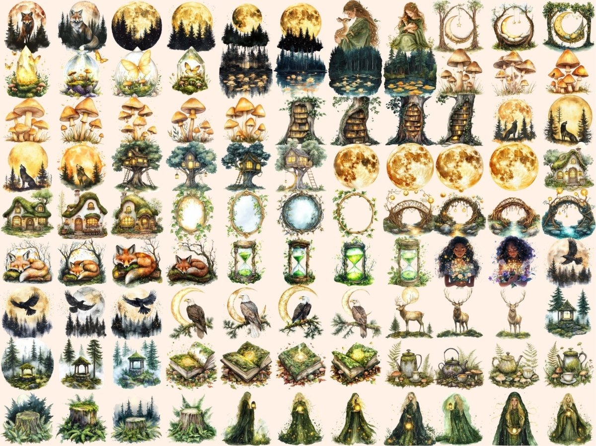 Whispering Pines Watercolor Clipart forest clipart forest designs forest graphics - WondersArtist