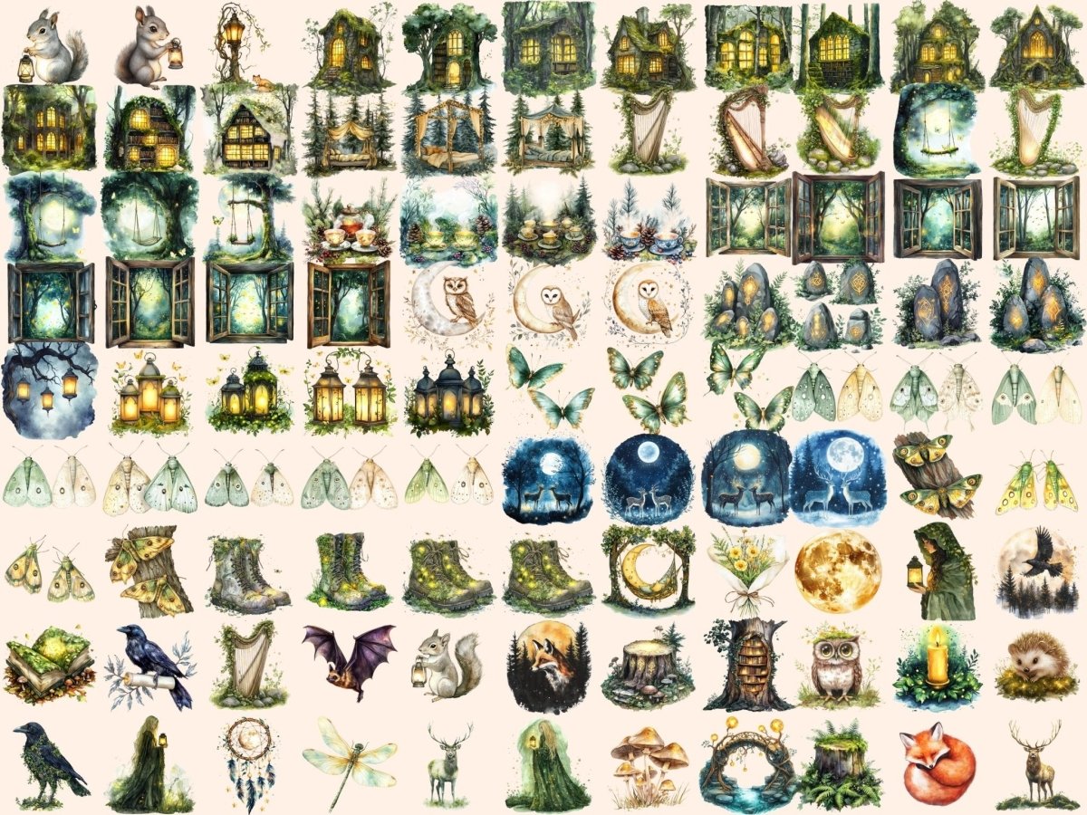 Whispering Pines Watercolor Clipart forest clipart forest designs forest graphics - WondersArtist