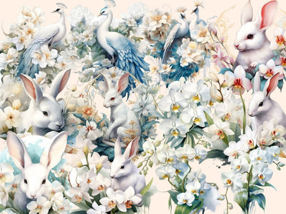 White Orchids Watercolor Clipart floral png - Wonders Artist