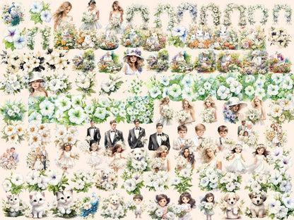 White Petunias Watercolor Clipart petunia clipart - Wonders Artist