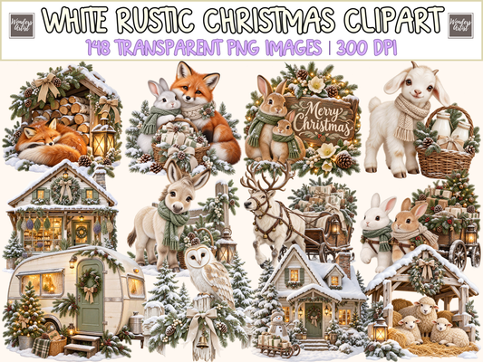 White Rustic Christmas Clipart — cover