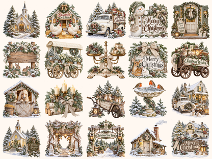 White Rustic Christmas Clipart — preview grid 2