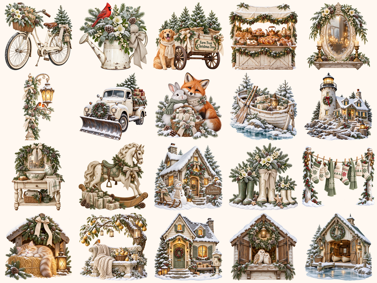White Rustic Christmas Clipart — preview grid 3
